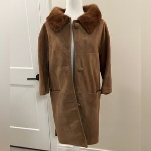 Vintage Suede with real fur collar lady jacket